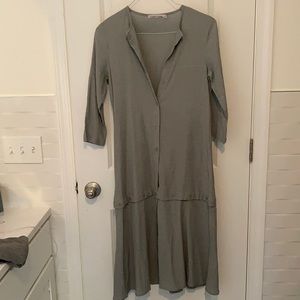 Midi Dress with Peplum and Buttons